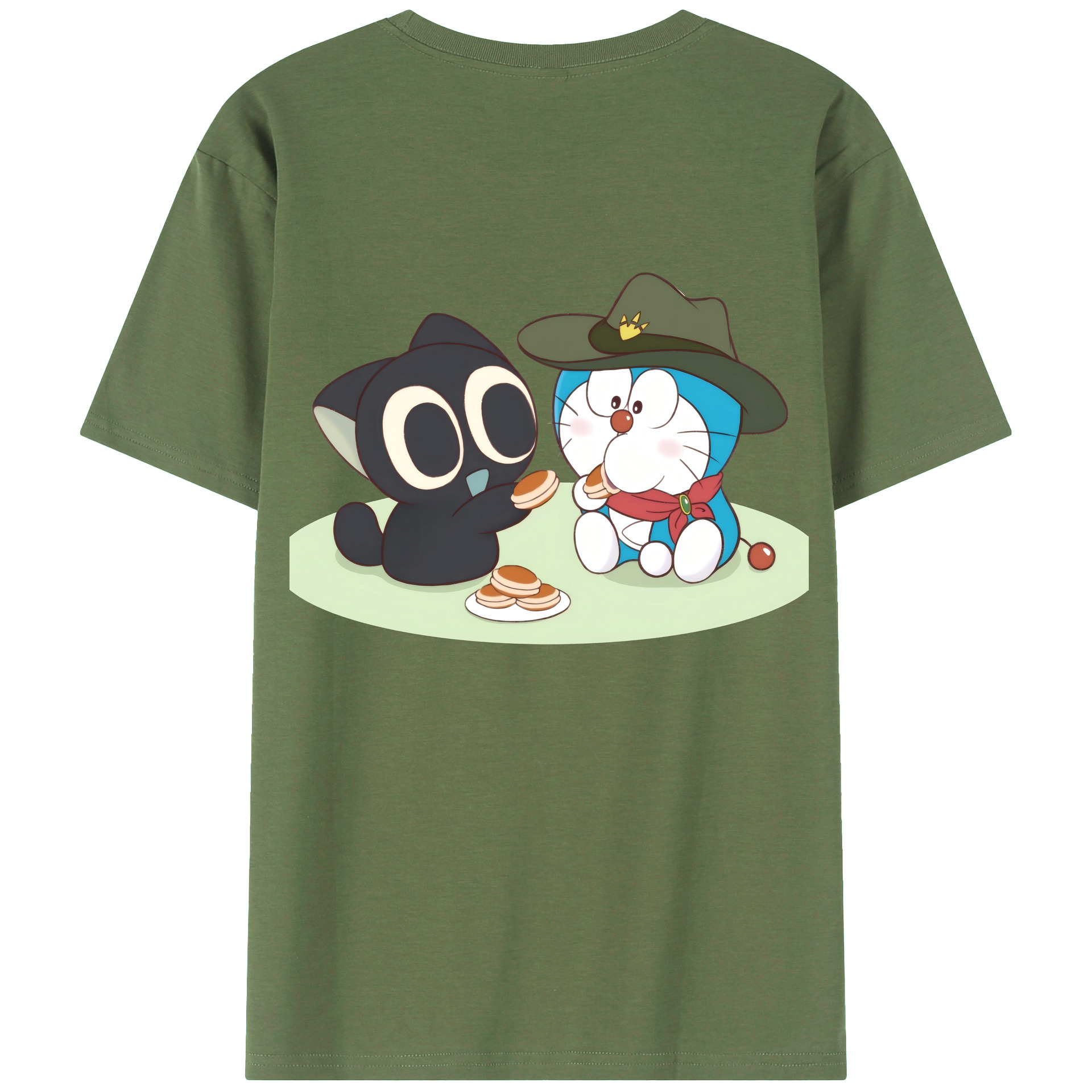 （画像用） ドラえもん Doraemon 綿100％ メンズ半袖Tシャツ（バックプリント） 通気性